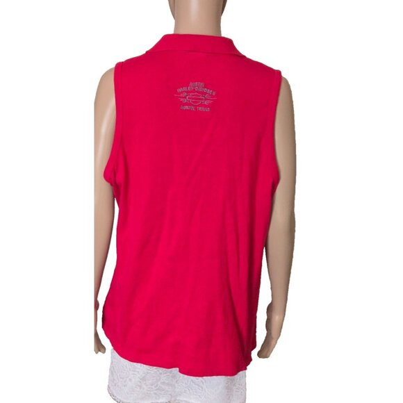 Harley Davidson women's red Sleeveless Tank Top Austin Texas size 1W - Picture 3 of 7